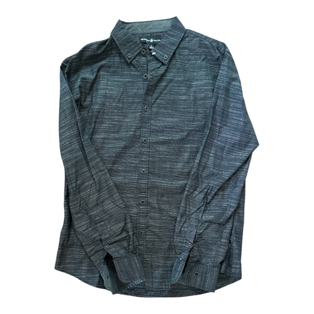 Beverly Hills Polo Club Gray/black Casual Button Down Shirt-NWOT Men’s Large